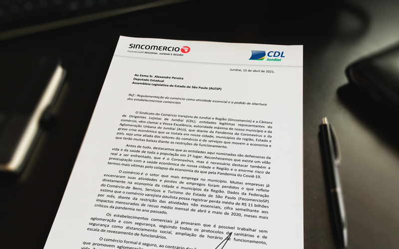 Sincomercio Jundiaí e CDL reivindicam ao Executivo e Legislativo a regulamentação do comércio como atividade essencial