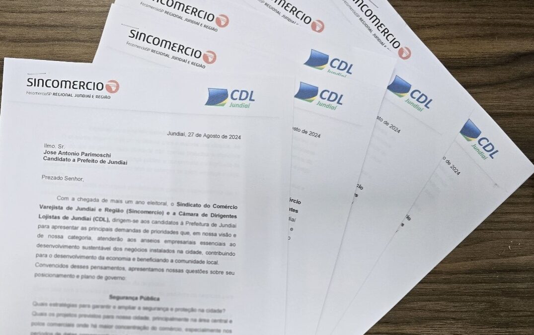 Sincomercio e CDL recebem respostas com demandas do comércio enviada para candidatos à Prefeitura de Jundiaí